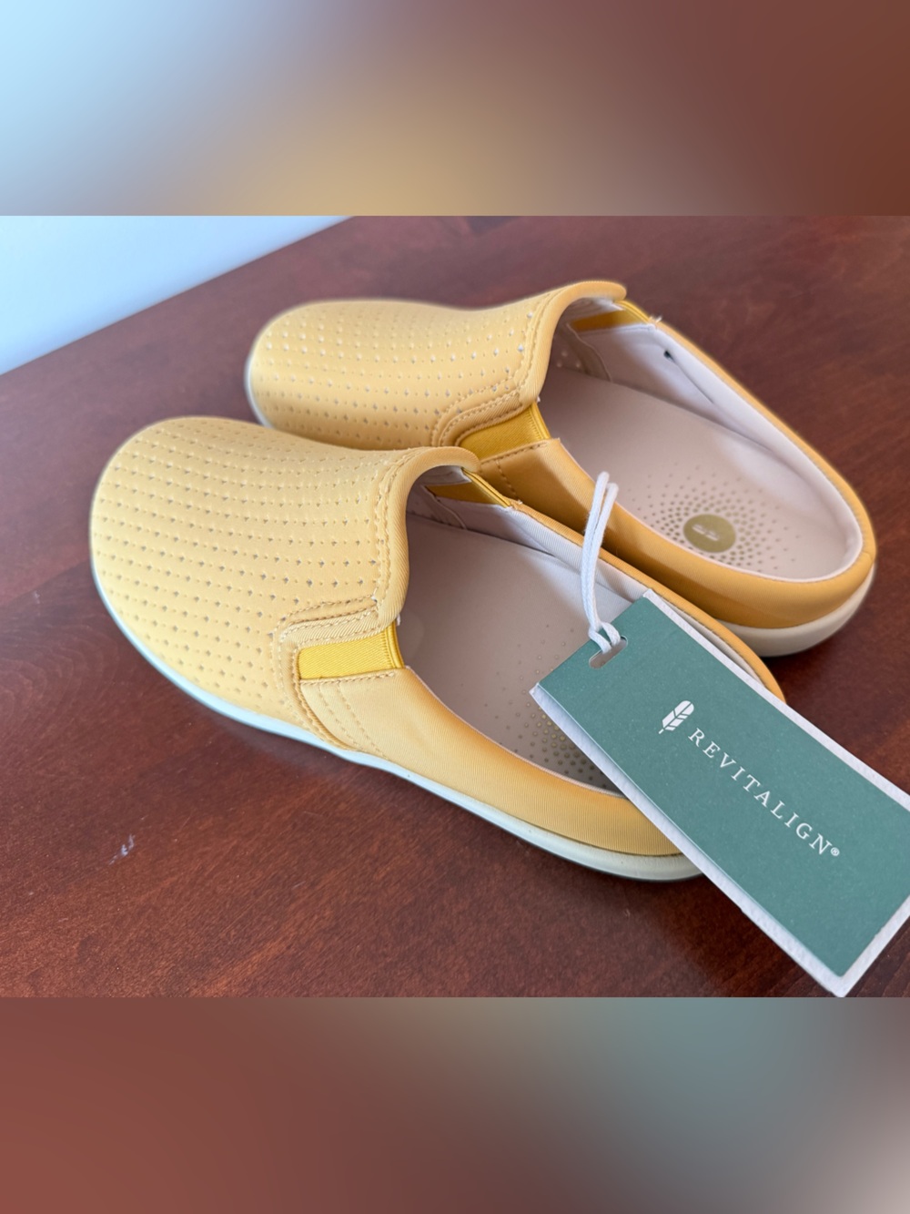 REVITALIGN Women's Yellow Slip-On Perforated Comfort Loafers